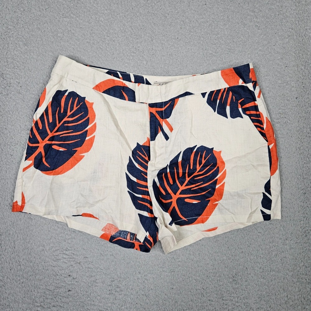 Lucky Brand Women's Tossed Leaf Printed Casual 100% Linen Short Size 6
